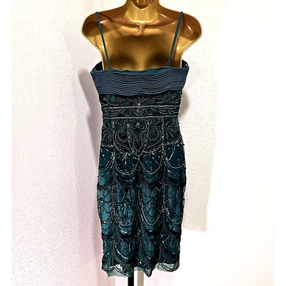 NWT Sue Wong Dress 6 Green Beaded Sequin Embroidered Shirred Prom Hoco Designer - Picture 6 of 10
